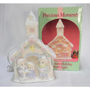 Precious Moments Porcelain Holiday Nightlight 1993 Church Nite Light Vintage‎